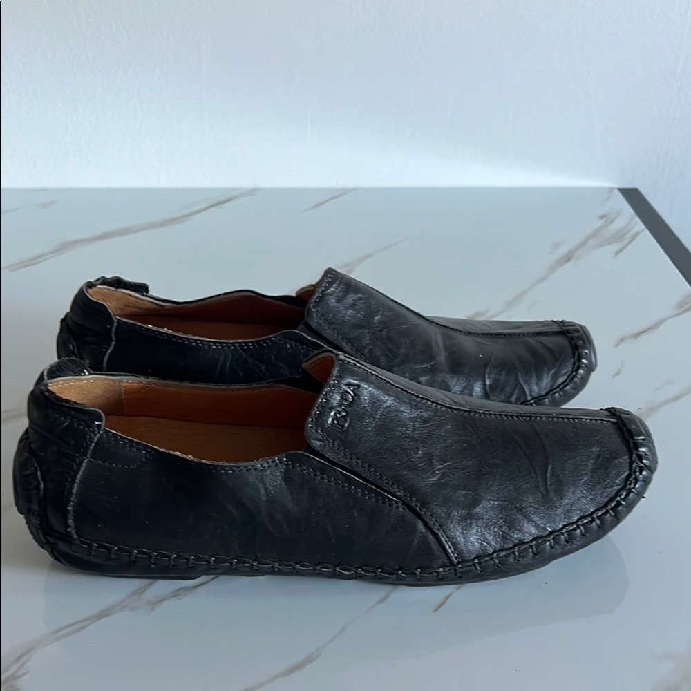 Prada Black Leather Loafers Slip-Ons